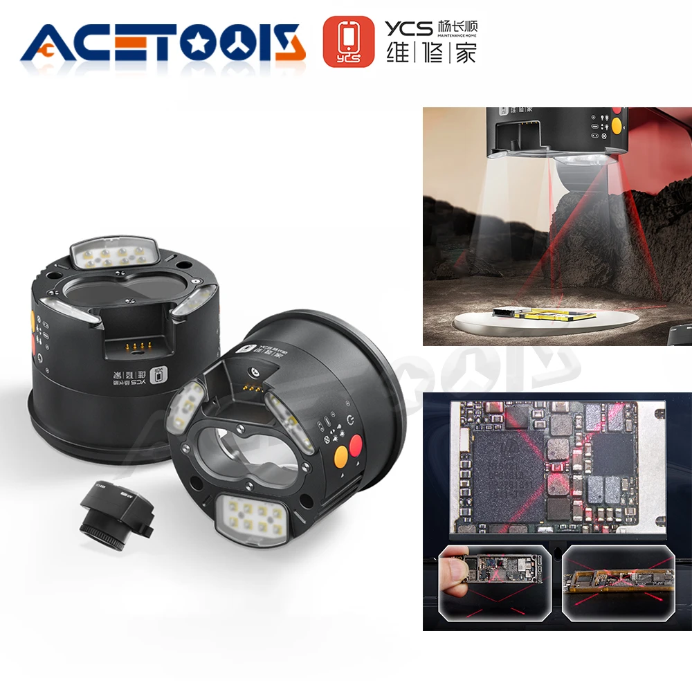 YCS Integrated Microscope Light Source 5W UV Lamp with Type-C Port UV Curing and 3D Laser Locator for Mainboard Repair Tool