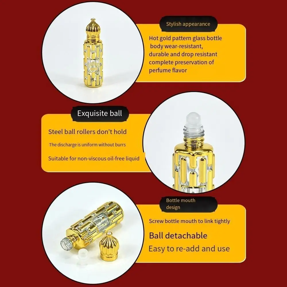 Durable Glass Perfume Bottle 15ML Refillable Refillable Bottle Portable Empty Roll-on Bottle