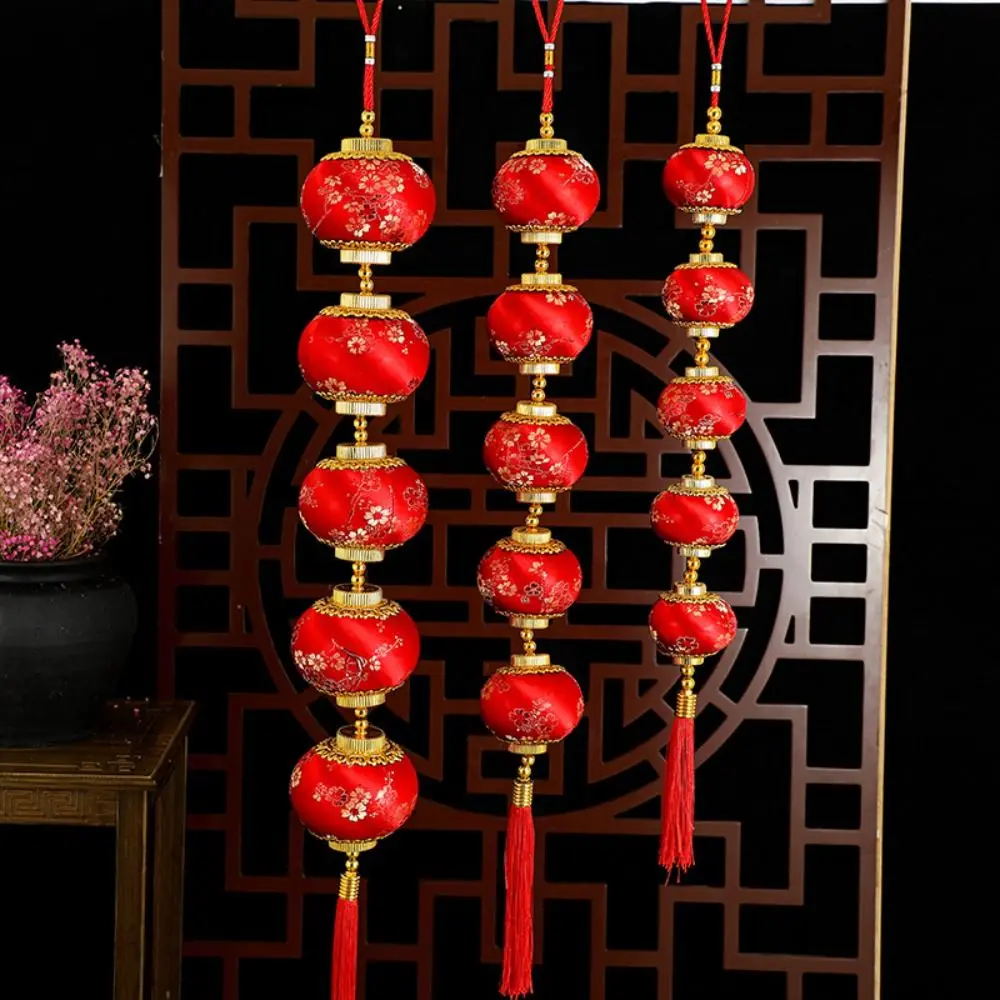 Reunindo ano novo lanterna vermelha corda estilo chinês tradicional flor de ameixa lanterna pingente bênção com borlas