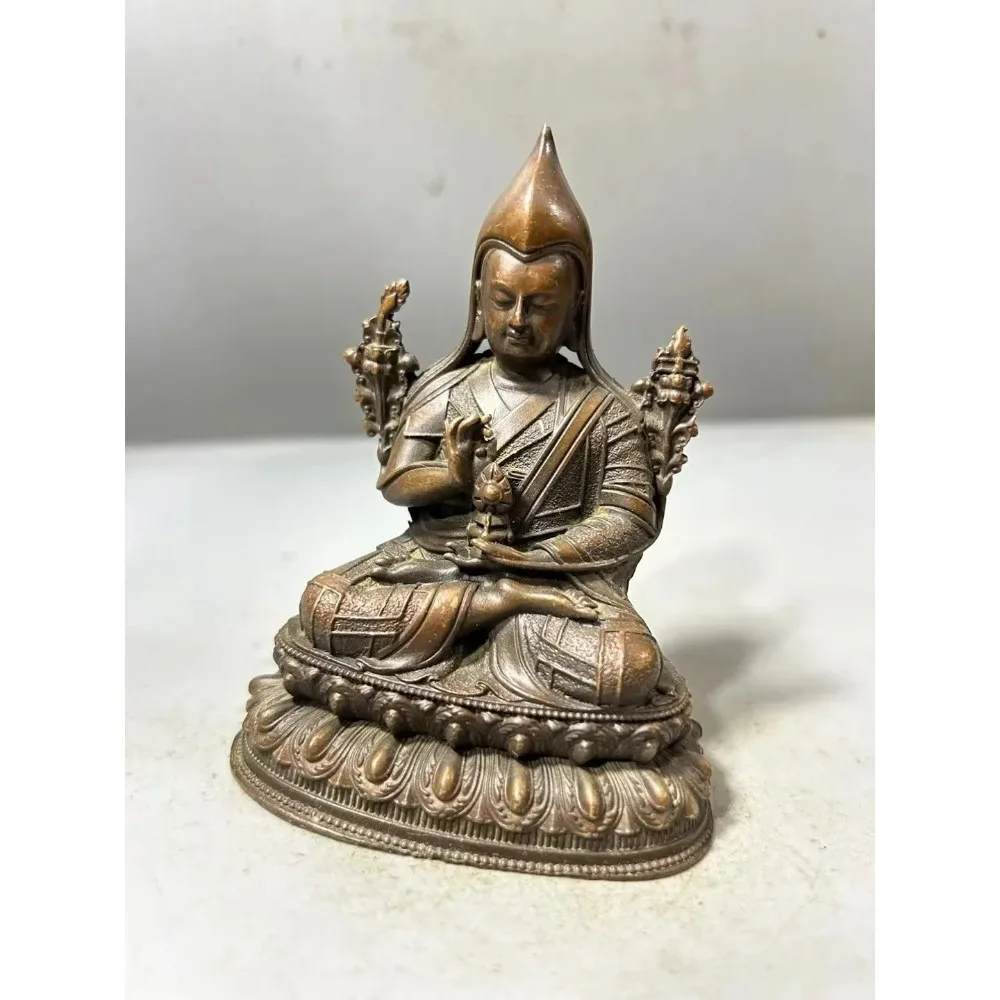 10cm Tibetan Buddhism Copper Tsongkhapa Buddhist Statue Ornaments Office Decoration Home Accessories