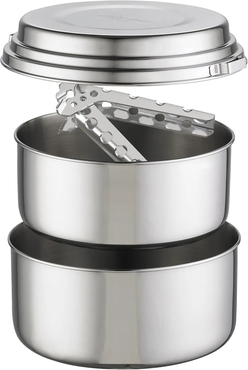 

Stainless Steel Camping Pot Set 1.5L & 2L Nesting Cookware with Lid Plate and Pot Lifter for Backpacking