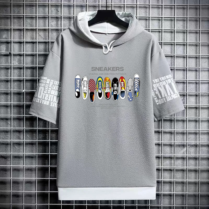 T Shirt for Men Hoodies Summer Sport Clothing Graffiti Sneakers Graphic T-shirt Harajuku Streetwear Top Short Sleeve Sweatshirts