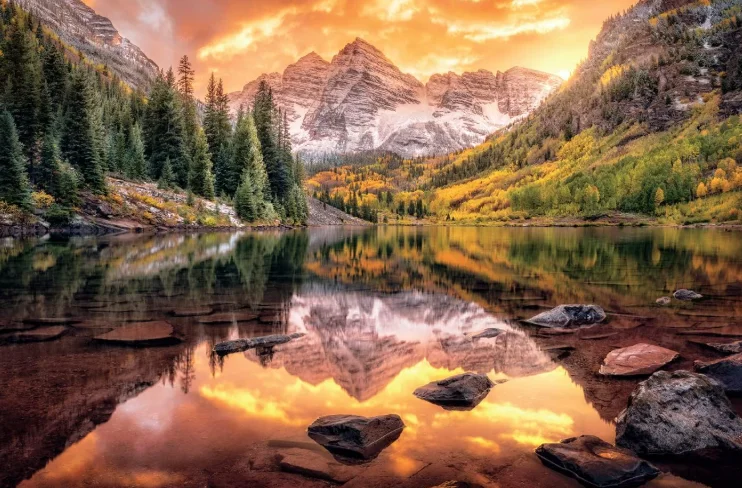 500/1000/1200/2000PCS DIY Jigsaw Puzzle Mountain Lake Golden Sunset Forest Natural Scenery Leisure Collection Puzzle Gift
