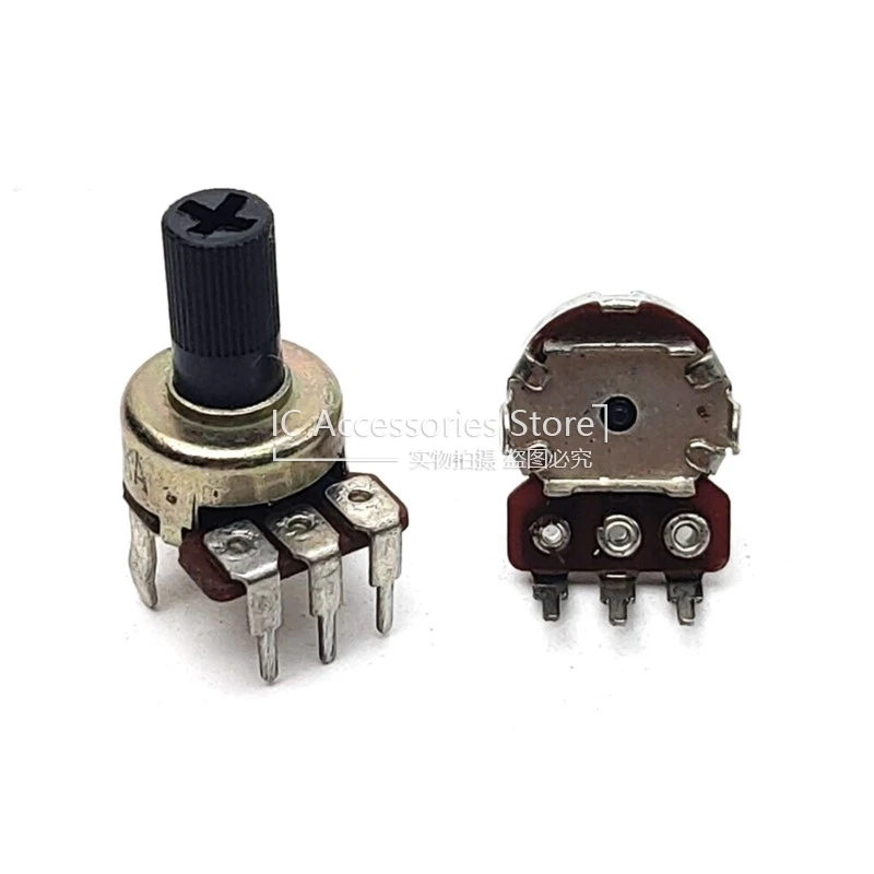 2PCS 121 Type Single Link Audio Amplifier Potentiometer A1K A102 A10K A103 Single Row 3-Pin Flower Shaft Handle Length 10MM