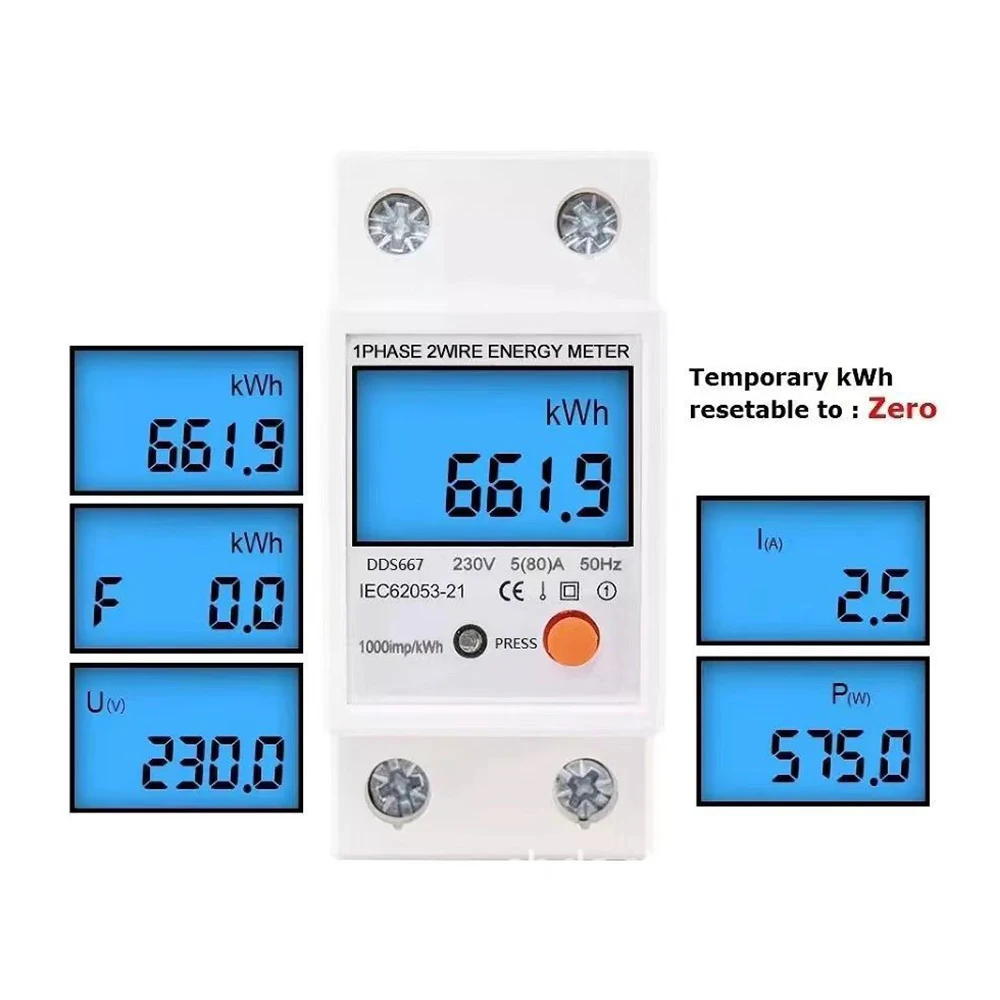 AC220V Single-phase Energy Meter Din Rail LCD Digital Multifunctional Electricity Meter DDS667 DDS662 measuring electricity