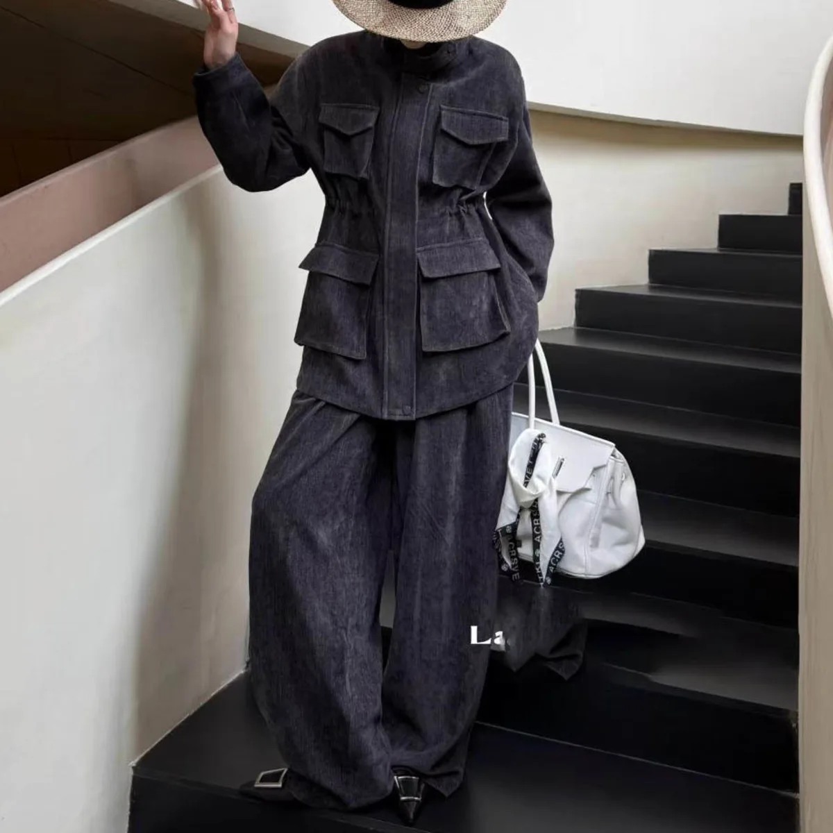 

Женский пиджак VTKW, однотонный дизайн на молнии, универсальный стильный воротник-стойка, весна 2023, новая модель длинных брюк, комплект из двух предметов