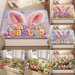 Door Mat Entry Floor Mat Easter Rabbit Eggs Entrance Mat Carpet Home Entrance Aisle Anti Slip Floor Mat Home Decoration Rug