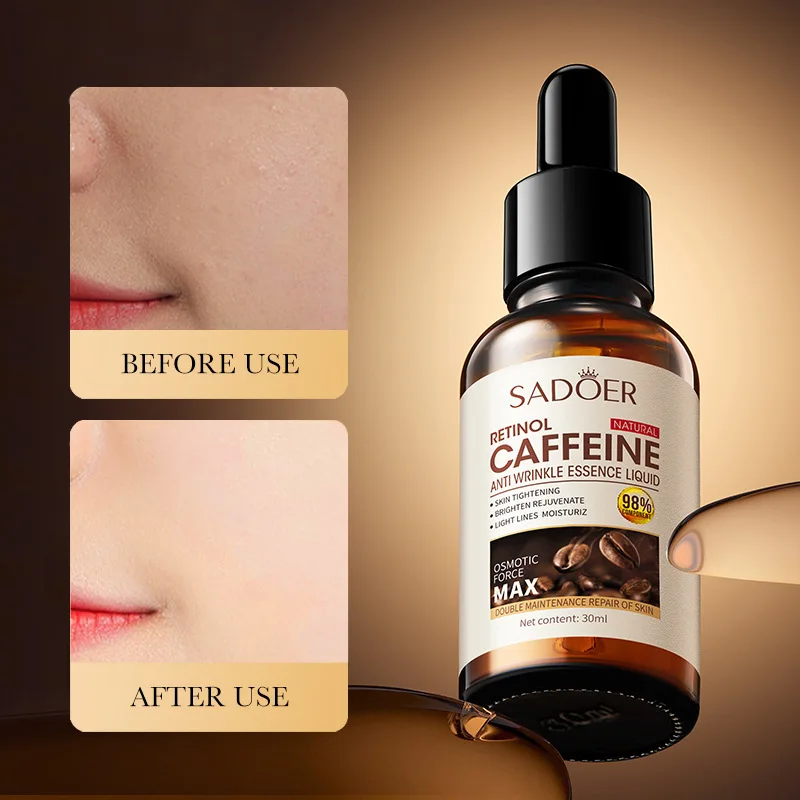 SADOER-suero Facial con Retinol para el cuidado de la piel, suero hidratante con Retinol con cafeína, reparación de poros, exfoliación seca, ilumina la piel Facial