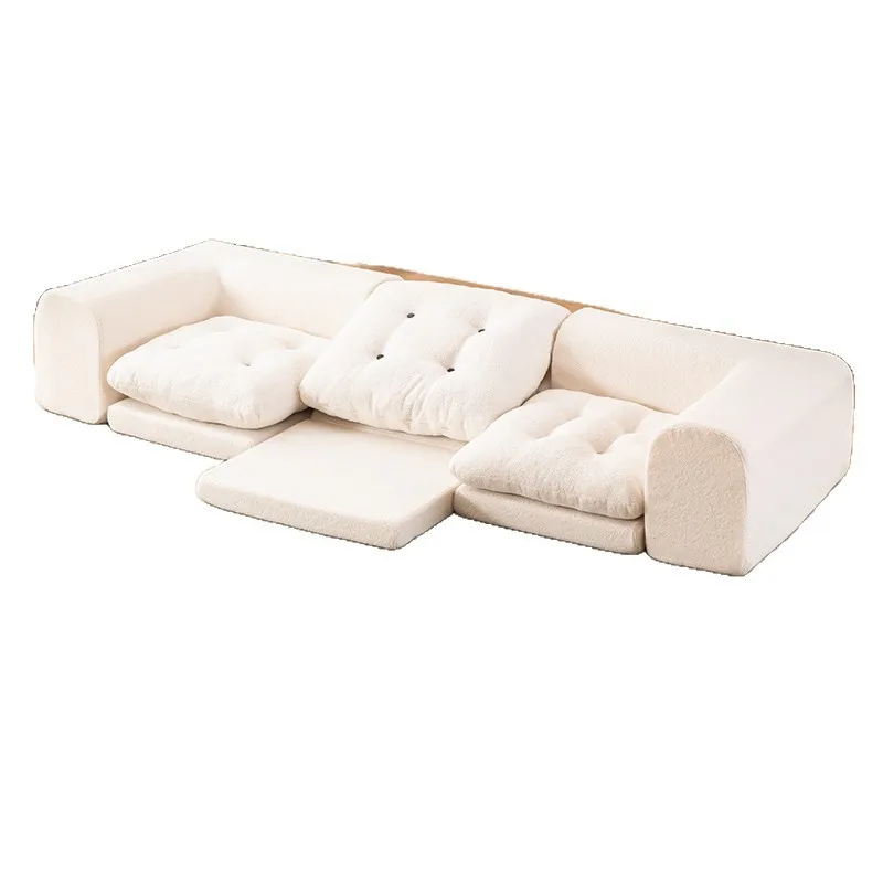 Cream wind lazy sofa small apartment living room fabric removable and washable foldable tatami tofu block bed and breakfast sofa
