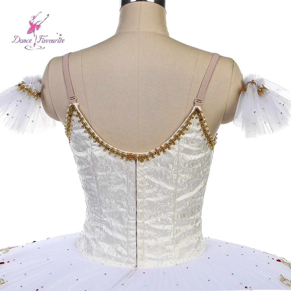 B22089 골드 트림 아이보리 컬러 탑 보디스 발레 투투 대회 댄스 의상