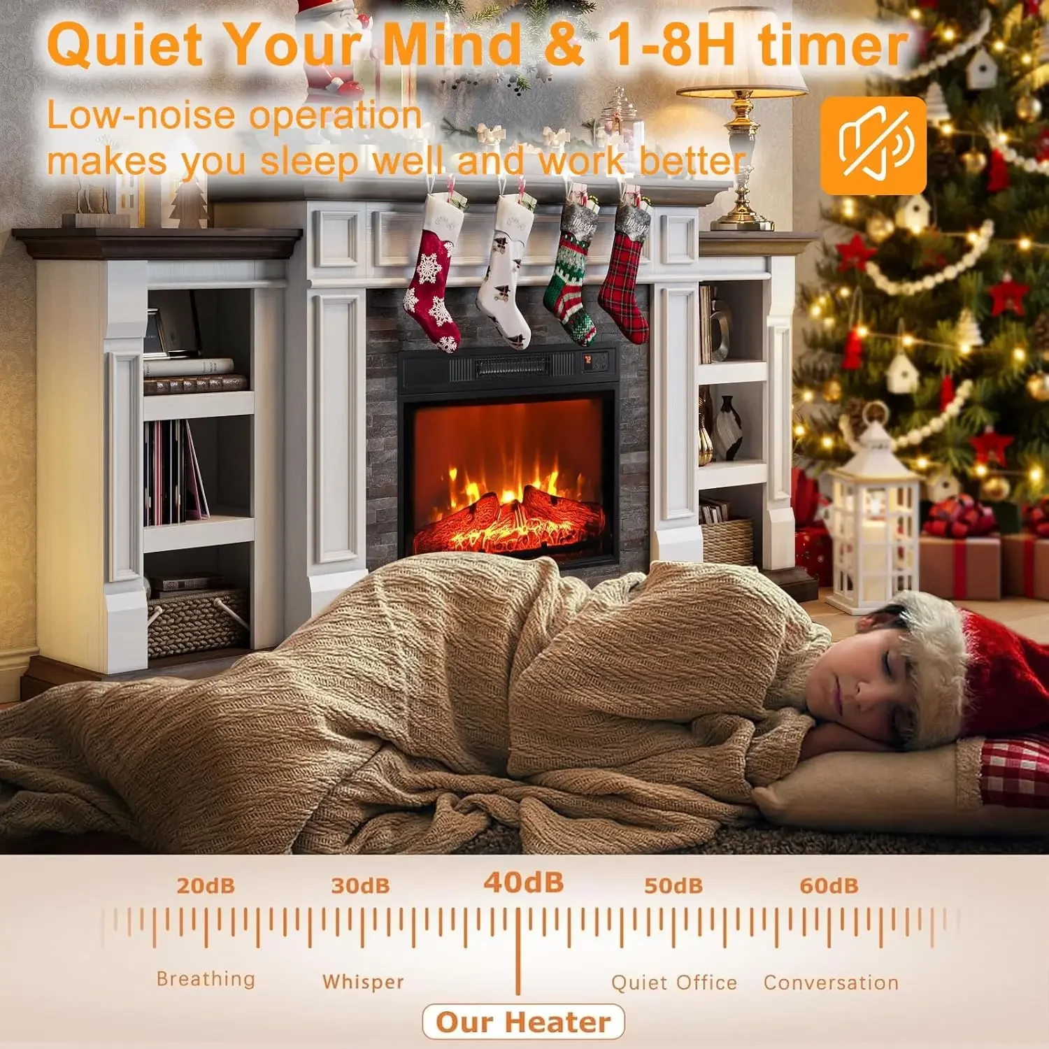 [¡Stock limitado, ¡Compre ahora! ] Chimenea eléctrica de 72" con repisa, soporte para TV con chimenea para televisores de hasta 80 pulgadas, entretenimiento en casa C