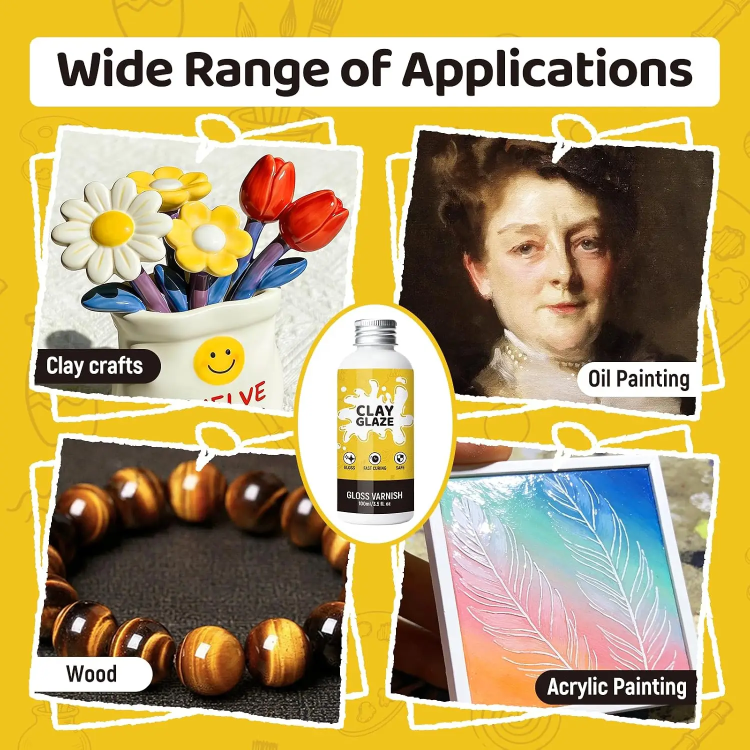 100ml Air Dry Clay Glaze Gloss Varnish Air Dry Clay Glaze Kit, High Gloss Glaze Prevent Clay Cracking,Scratches,Wear, Also Prevent Arts, Ceramics, Oil Paintings, Wood, Art Paintings Artwork, Gloss