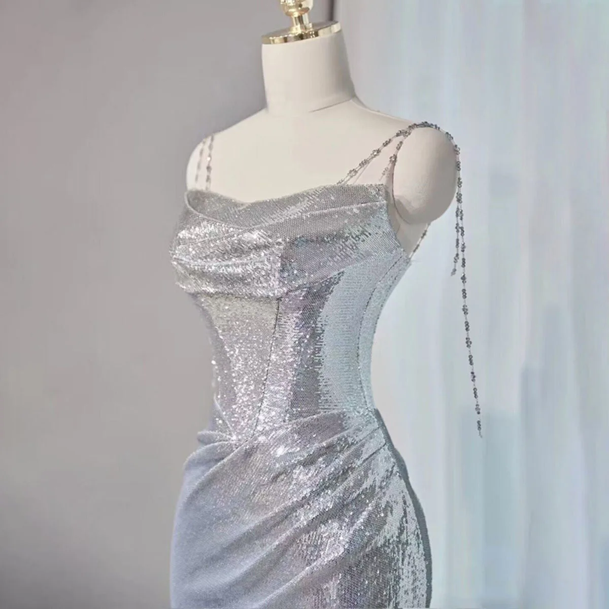 فستان سهرة نسائي أنيق من KWTX بدون حمالات حورية البحر مثير بقصة ضيقة للحفلات للربيع والصيف وأعياد الميلاد رسمي طويل #4