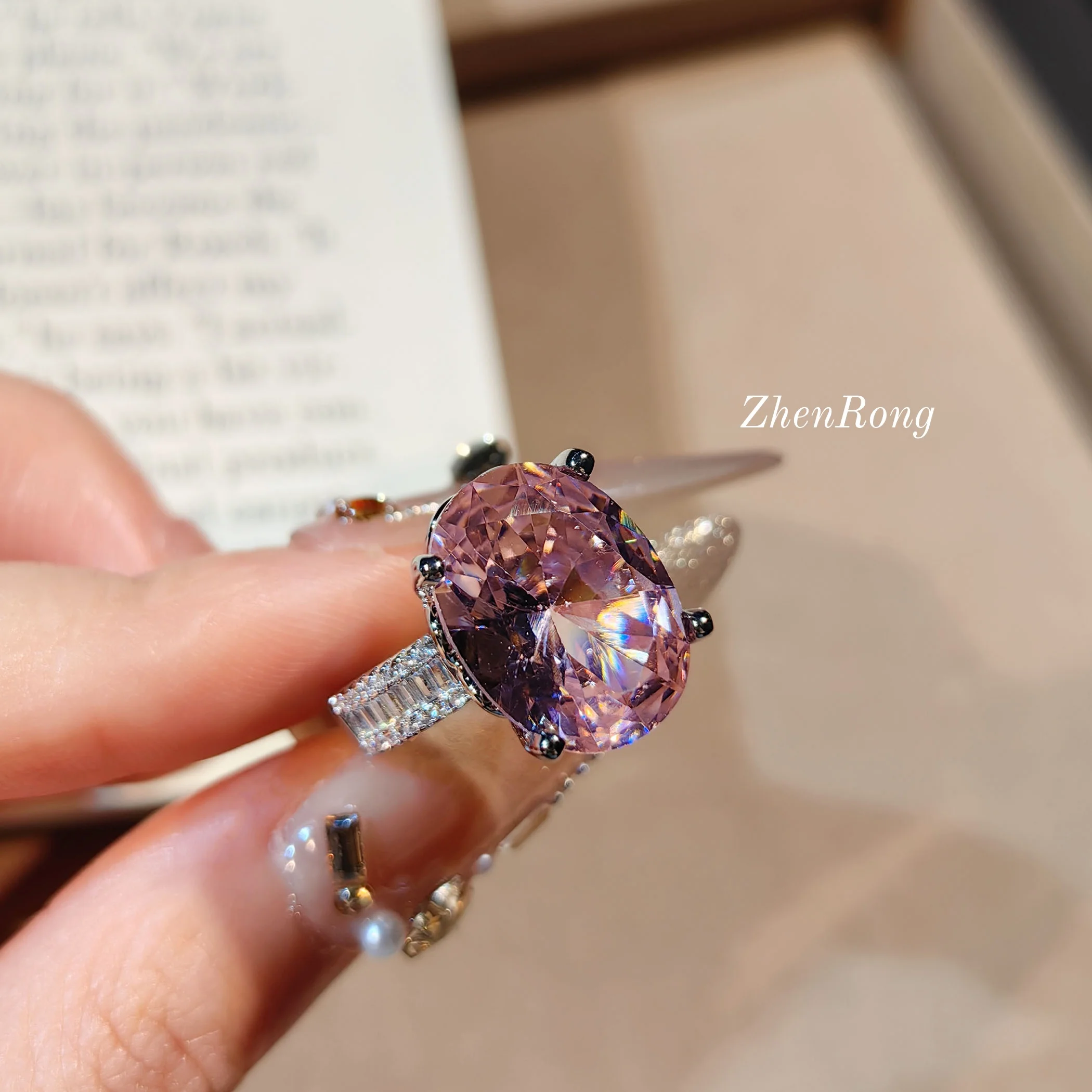 Premium Heavy Industry Blue and Pink Zircon Jewelry Set, Luxurious Full Zircon Colorful Earrings - Image 4