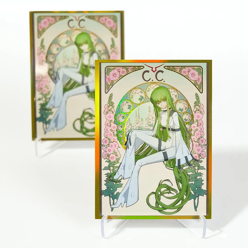 60PCS 67x92mm Holographic Art Anime Card Sleeves Board Game Trading Card Protector for PTCG/MTG/PKM Game Cards (C.C)
