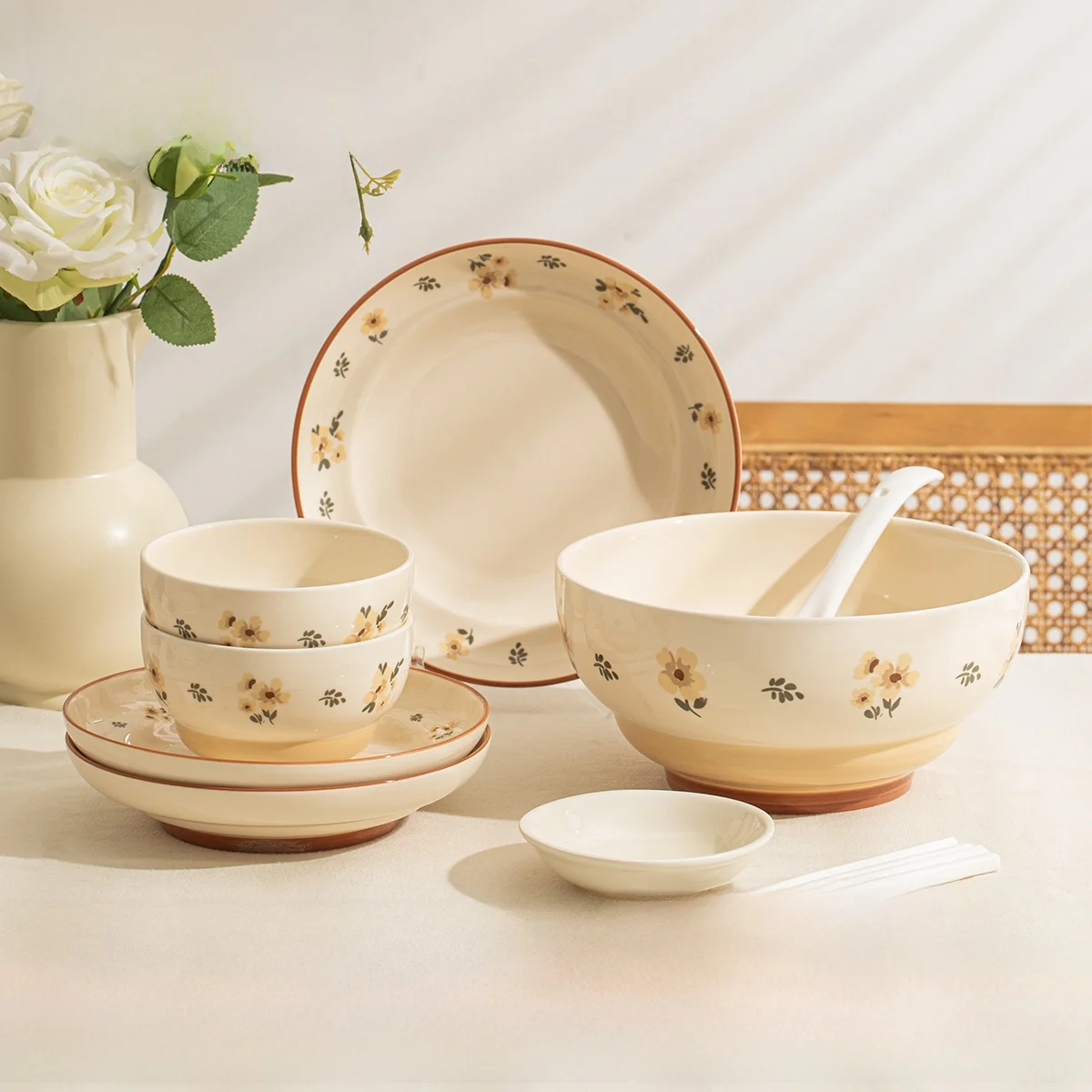 

Термостойкая фарфоровая миска для супа, лапши, йогурта, красивая посуда для дома, новая серия 2026 года