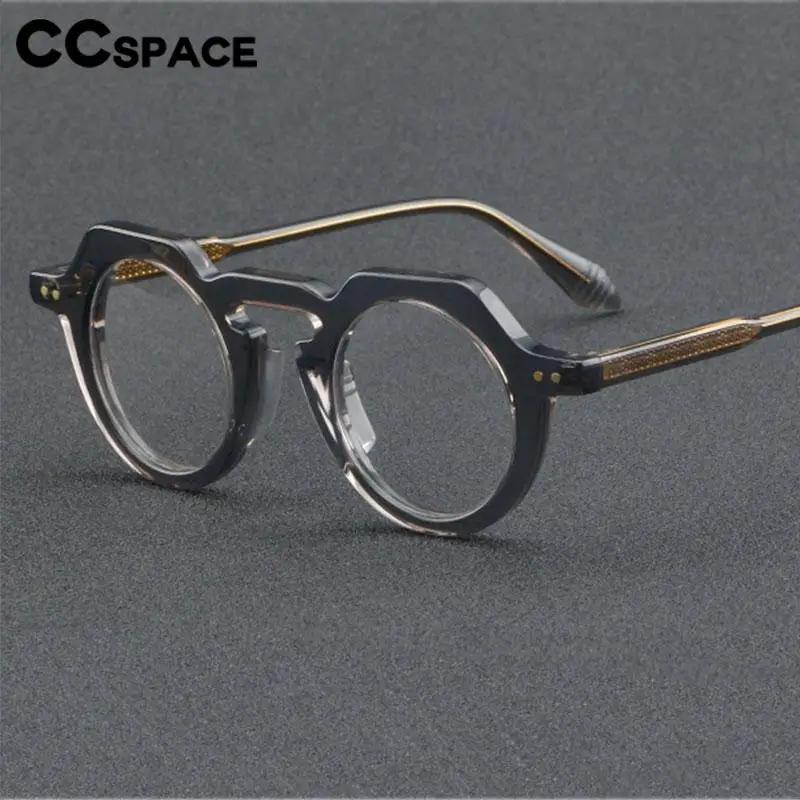 56936 Retro Round Acetate Universal Prescription Spectacles Frame Women Fashion Transparent Optical Glasses Frame