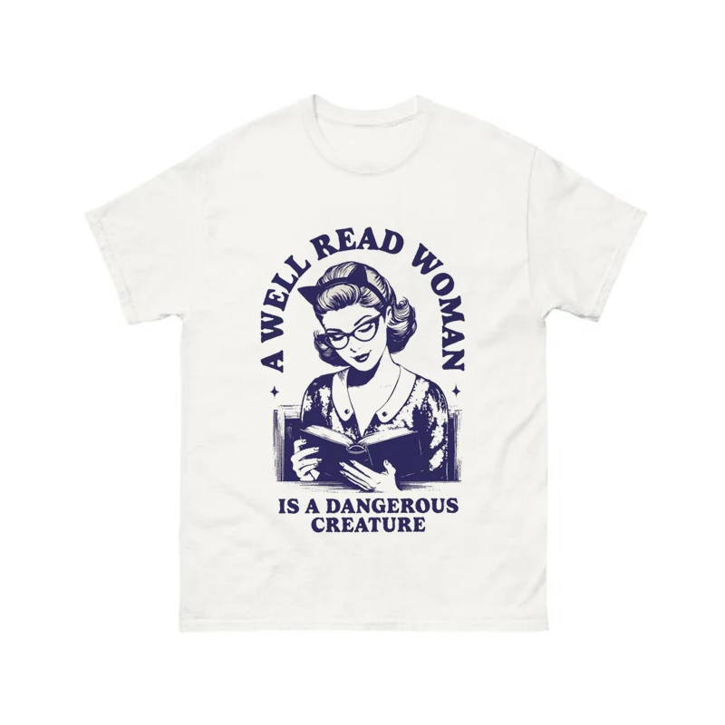 A Well Read Woman Is A Dangerous Creature, SVG PNG File, Trendy Vintage Bookish Retro Art Design for Graphic Tees, Tote Bags, St