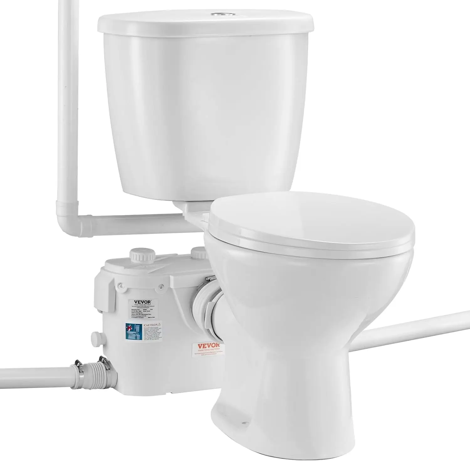 

Macerating Toilet System with Powerful 500W Macerator Pump, Rear Discharge and Upflush Toilet For Basement, Dual Flush Water