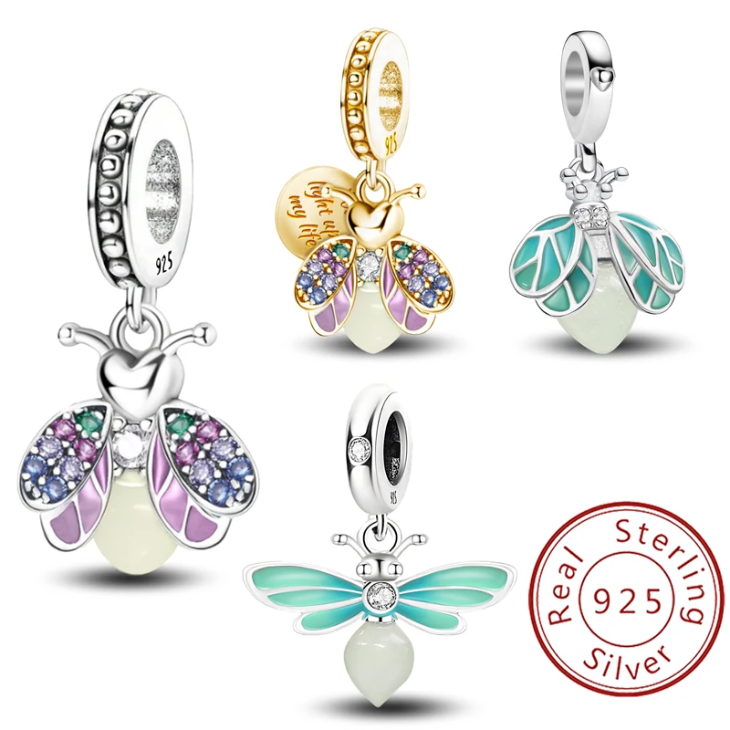 

Стерлингового Серебра 925, светящиеся красочные светлячки, подвески в виде пчелы, бусины, подходят для браслета «сделай сам», подарок из персонализированных ювелирных изделий