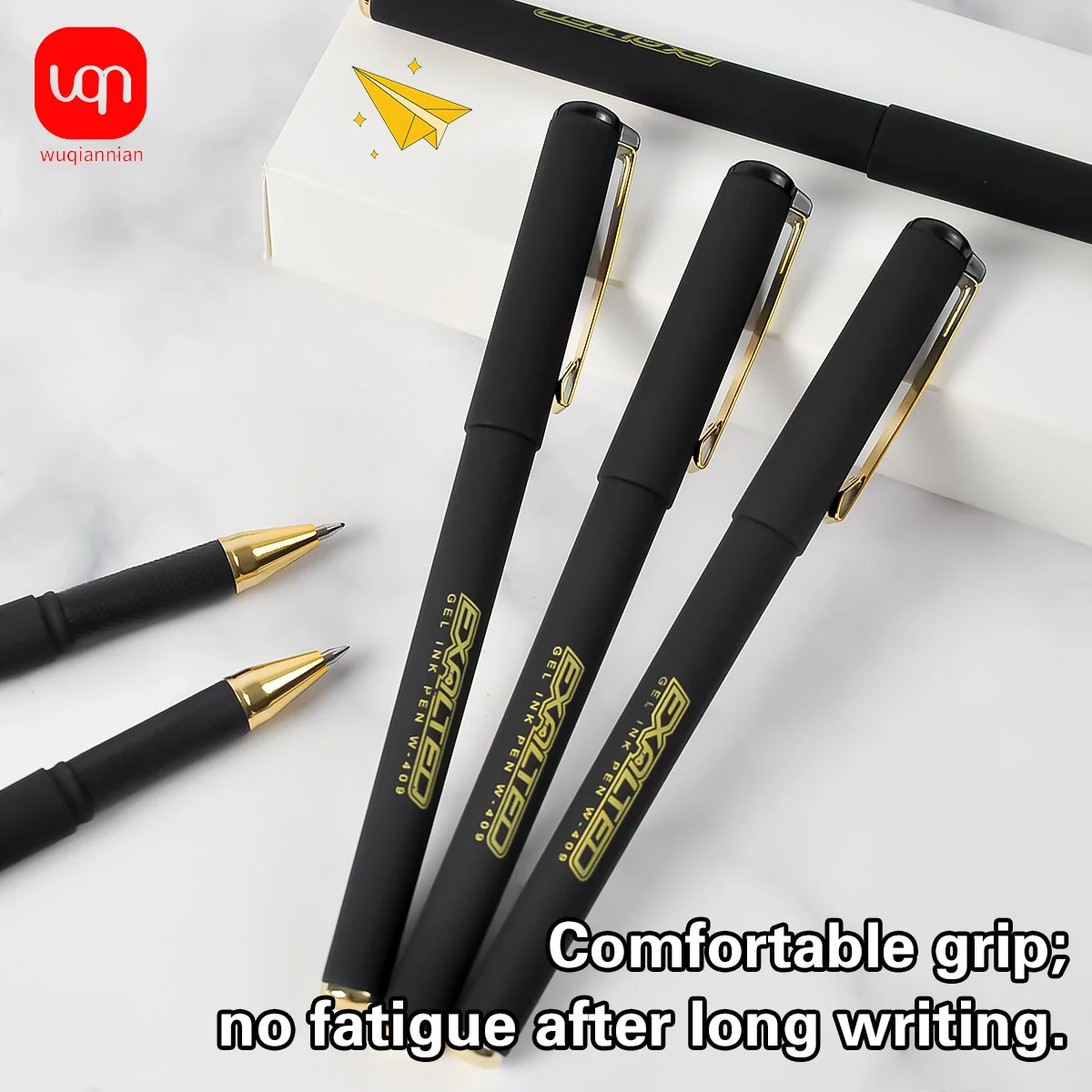 قلم جل ذو سعة كبيرة من WQN، طرف 0.5 مم، حبر أسود، كربون، مستلزمات التوقيع المدرسية