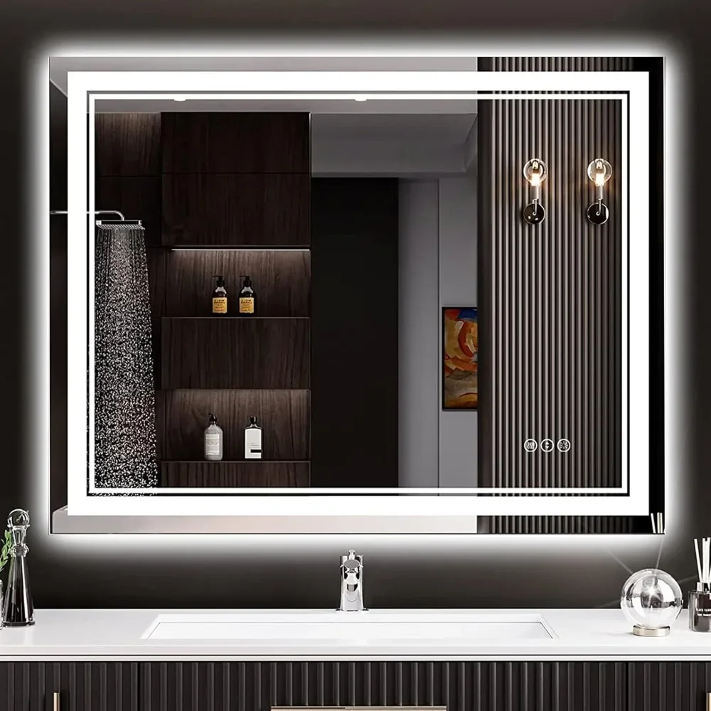 

28x36 LED Bathroom Mirror with Lights, Front and Backlit LED Mirror for Bathroom, Anti-Fog Lighted Vanity Mirror Wall Mounted