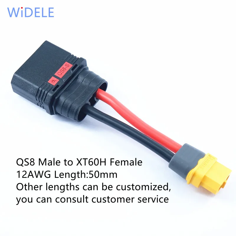 

1Pcs QS8-S Male to XT60H Female Connector with 12AWG 50mm Wire RC Plant Agriculture UAV Adapter Cable Lithium battery cable