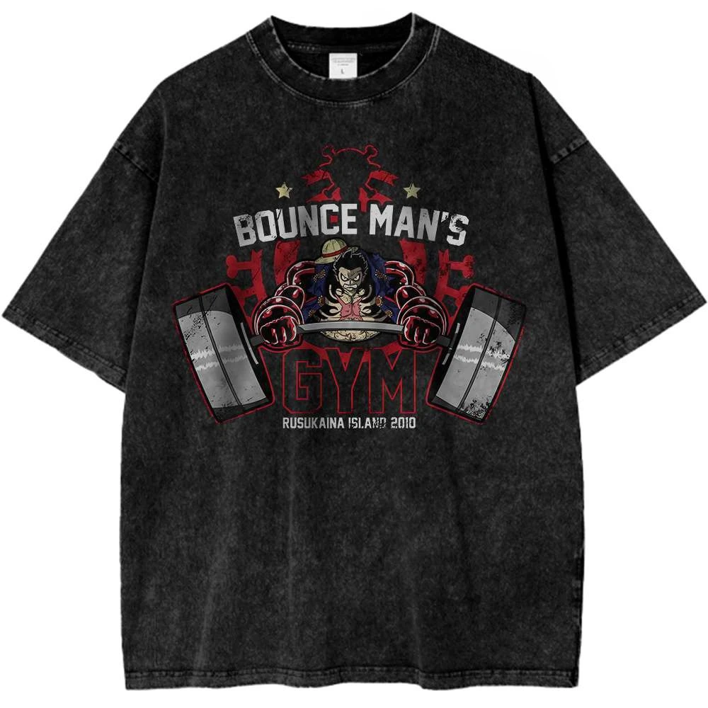

ONE PIECE Monkey Luffy Gear Shirt Anime Retro T-Shirt GYM Designer Illustration Pattern Street Sport Harajuku Summer 2025