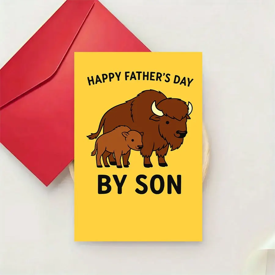 Una linda ilustración de un búfalo de agua es el regalo perfecto para el Día del Padre, que expresa gratitud y amor por tu padre.