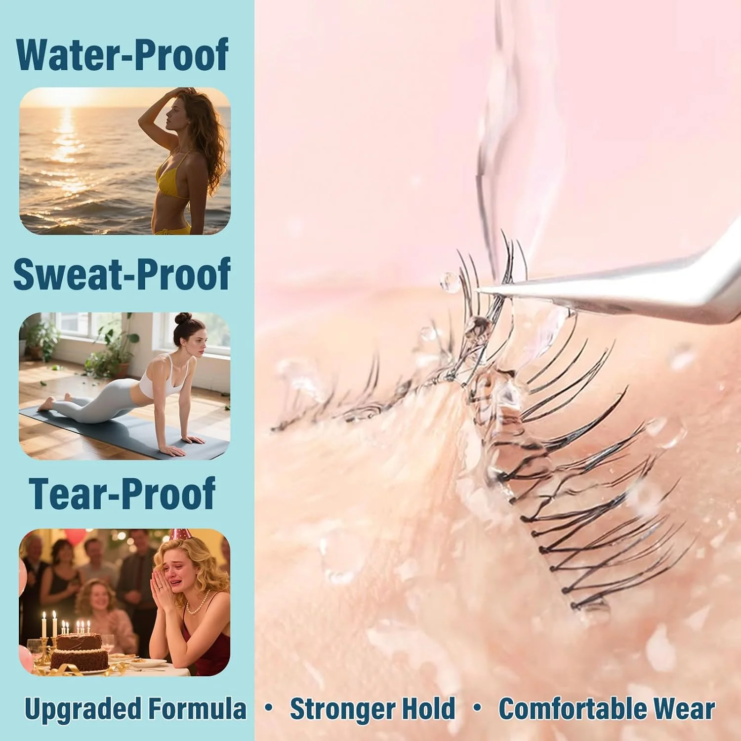 Mscici Thinnest 0.03mm Natural Spike Anime Cluster Design Manga Lash Clusters Kit Waterproof Clear Lash Glue For Sensitive Eyes