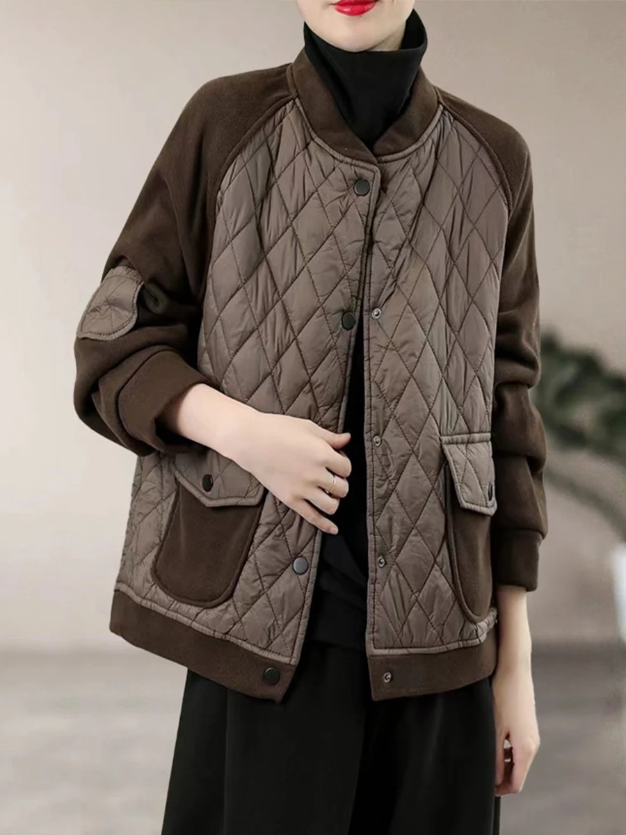 

Thiened Хлопковое стеганое или Jaet Женское зимнее свободное повседневное бейсбольное пальто Long Sve Commute Regular Length