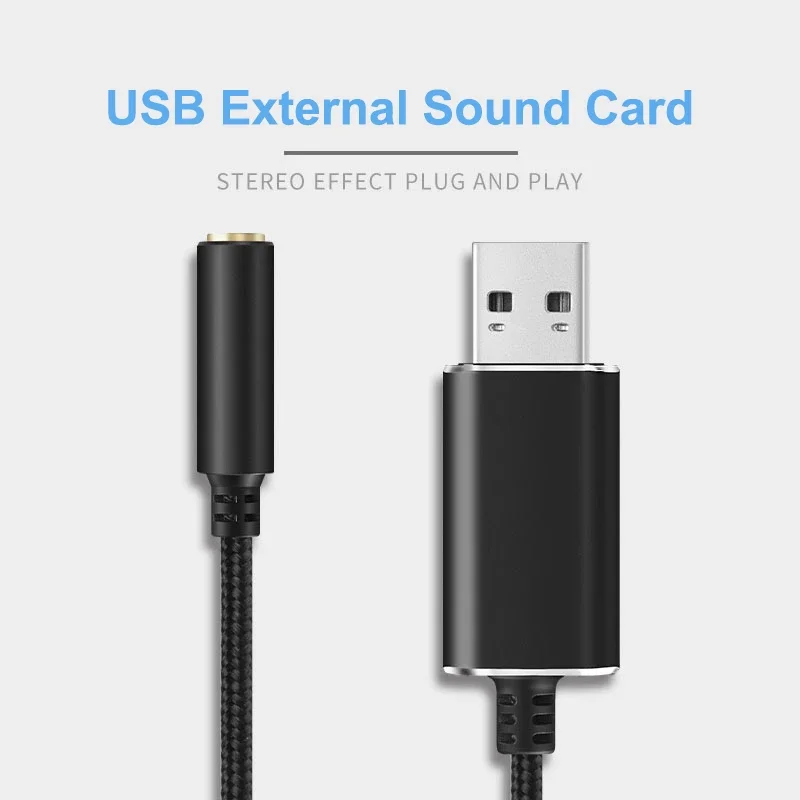 2 in 1 USB to 3.5mm Jack Sound Card Plug Audio Adapter for PC Laptop PS5 PS4 Headphone Mic Speaker External Sound Card