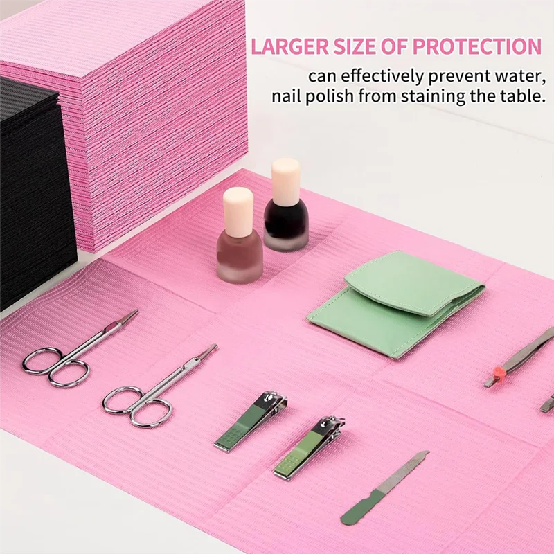 ABRB-منشفة ورقية للأظافر قابلة للطي 125 قطعة من سجادة الأظافر للاستعمال مرة واحدة، ورقة ممارسة أكريليك للطاولة، مجموعة سجادة أظافر باللون الوردي #4