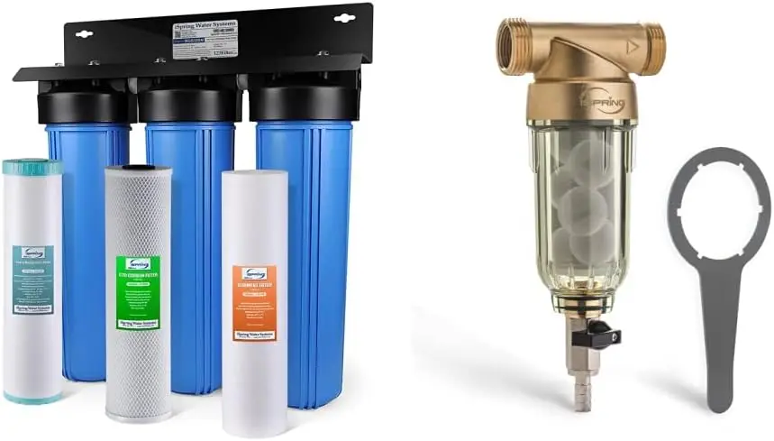 3-Stage Whole House Water Filtration System w/ 20-Inch Sediment, Carbon Block & Reusable Whole