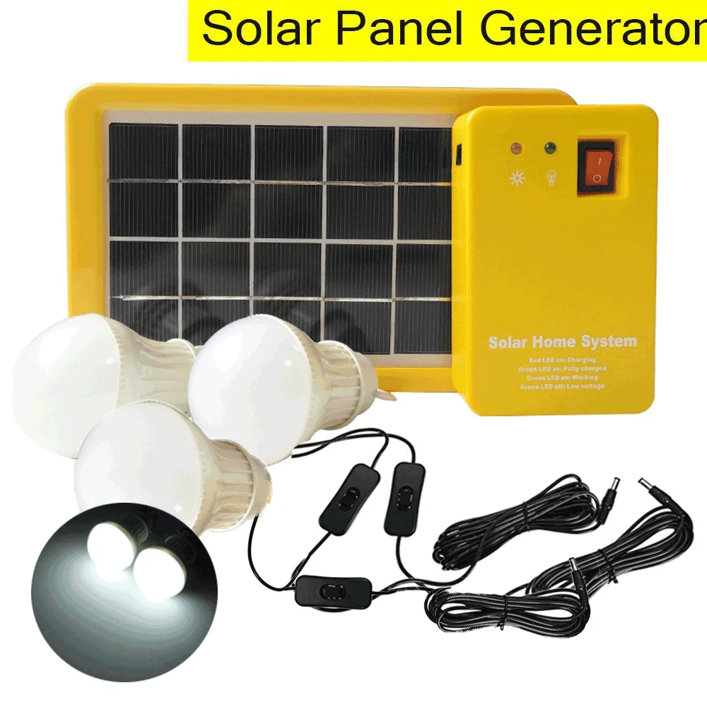 

Solar Light USB Solar Power Panel Charger 3LED Bulb Home System Generator Kit Power Bank Emergency Light Indoor/Outdoor Lighting