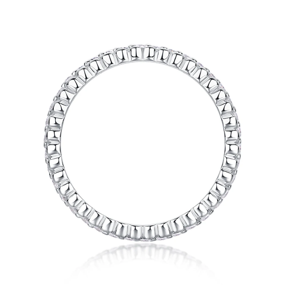 D Color All Moissanite Rings For Women 925 Sterling Silver 18K White Gold Plated Wedding Eternity Bands Sparking Diamond Jewelry