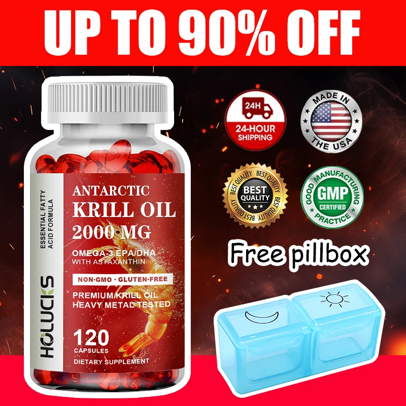 

High Absorption Krill Oil Supplement, Support Skin Hydration, Hormone Balance & Anti-Aging Antioxidant, Promote Overall Vitality