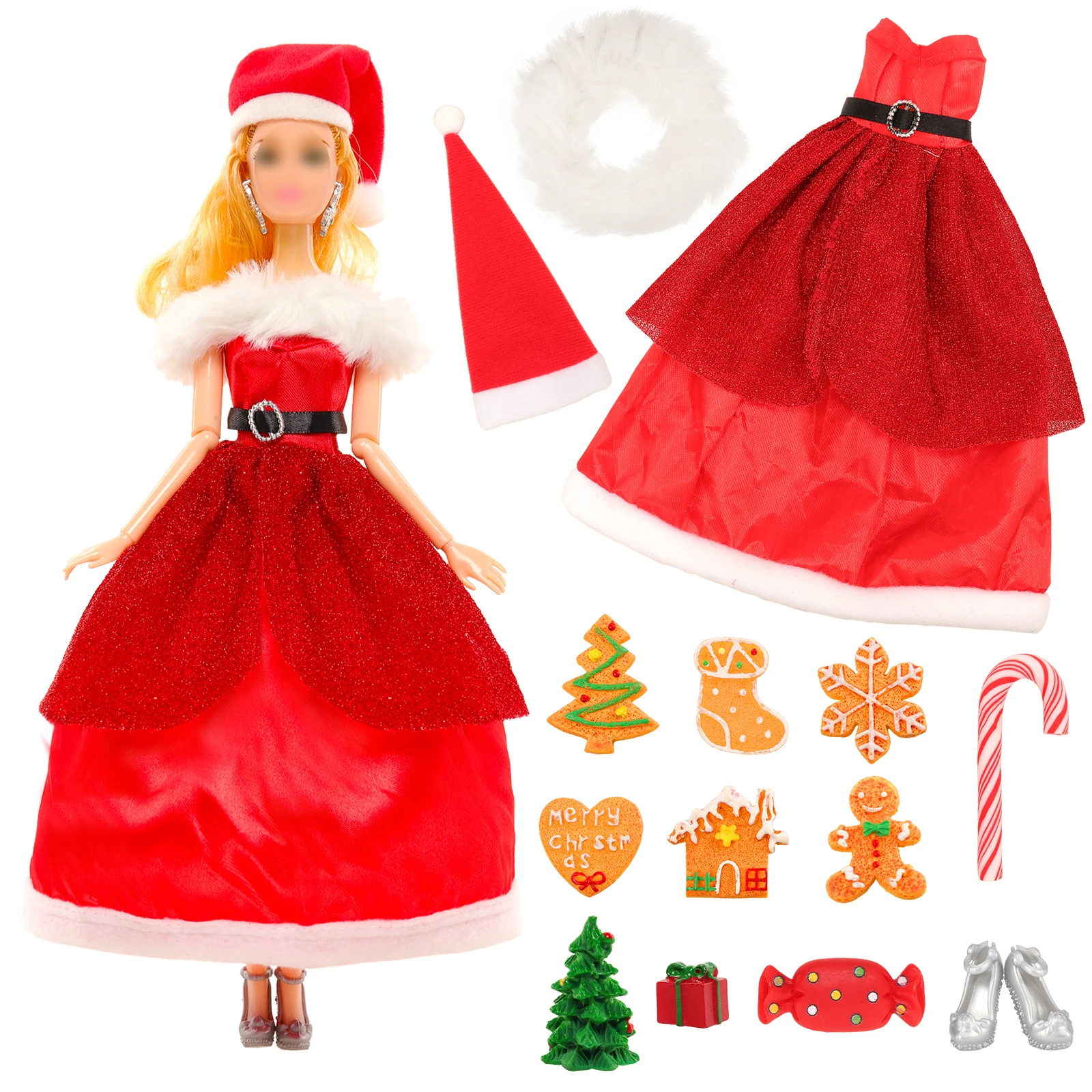 Barwa New Cheap 13 PCS 30cm A Girl Doll+Handmade Christmas Doll Clothes+11 Doll Accessories For 11.5 inch Doll