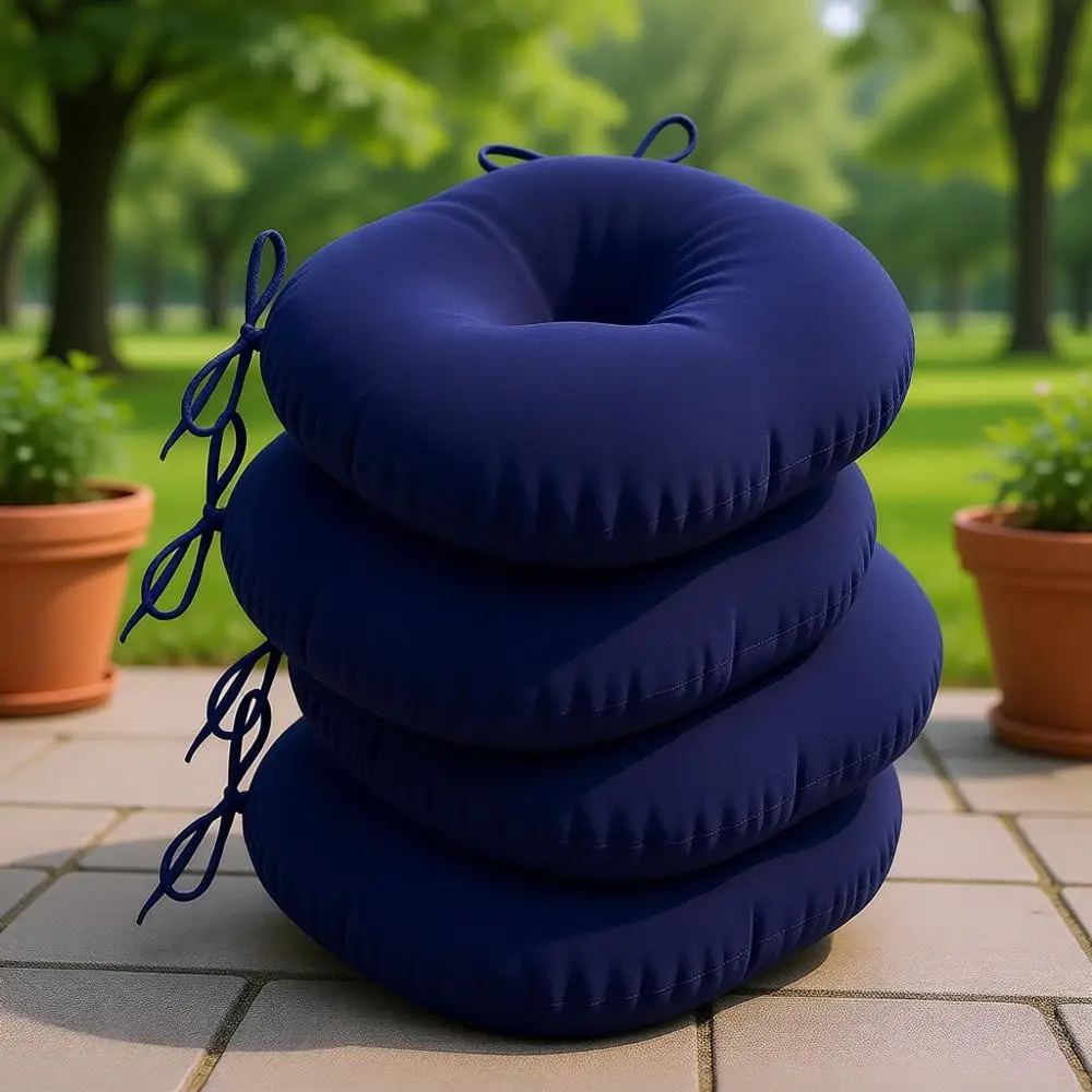 

Round Outdoor Chair Cushions Set of 4, Water-Resistant, 15 x 15, Navy