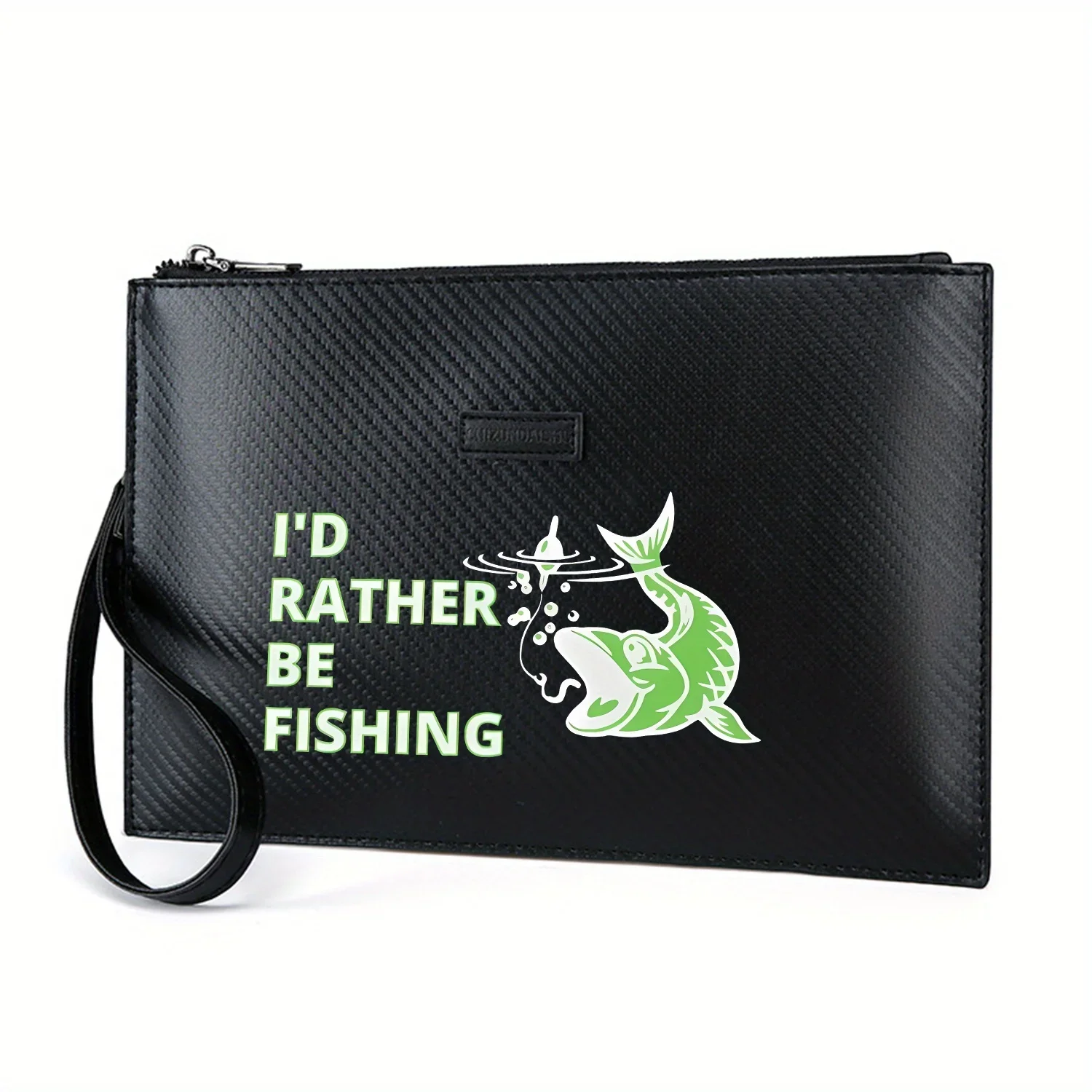 

Fishing fun fish,hook,water,text Elegant Printed PU Men's Handbag Fashionable and Practical for Everyday Carry