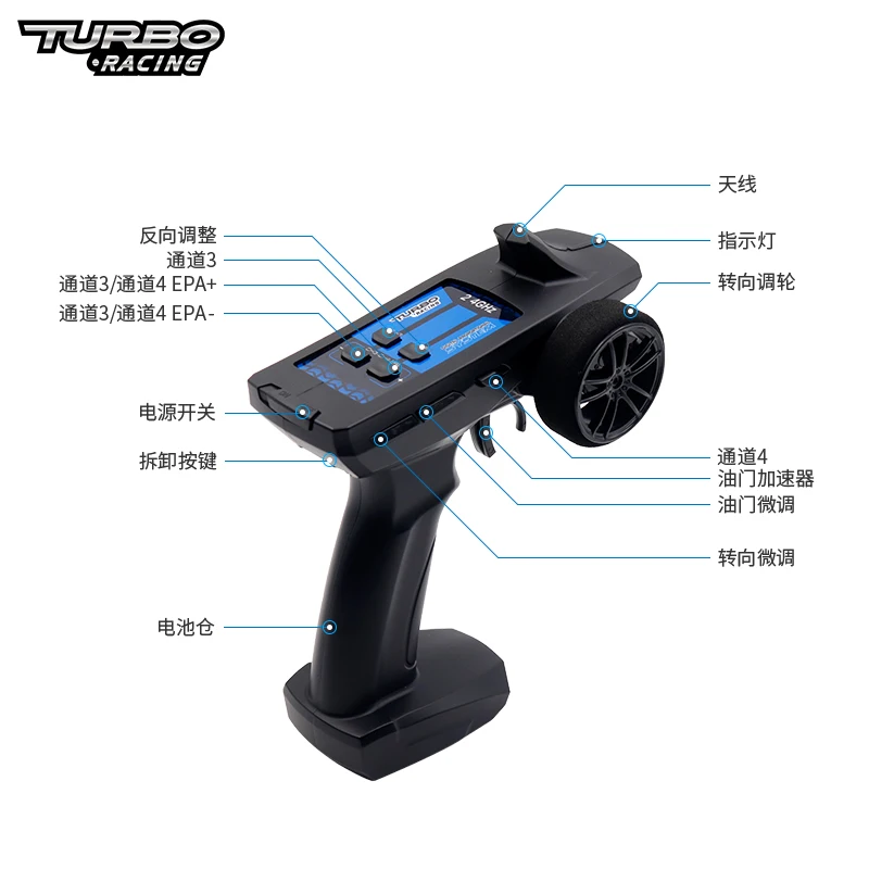 

P50 TURBO RACING 91805 RC Четырехканальный съемный складной мини-пульт дистанционного управления 2,4G для моделей автомобилей и лодок Приемник RX41