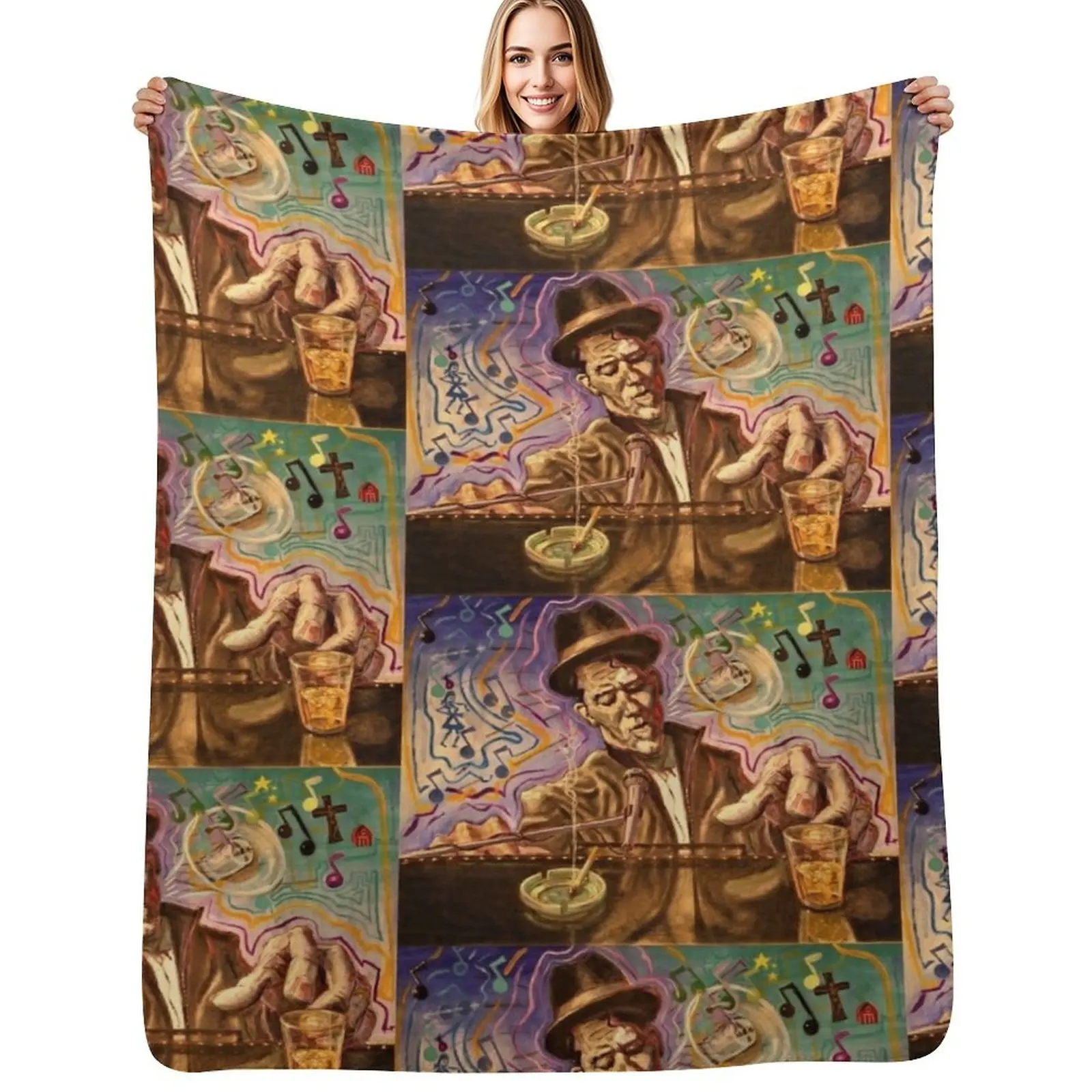 

Waltzing Waits aka Tom Waits Throw Blanket Soft Beds Soft Plush Plaid For Decorative Sofa Blankets