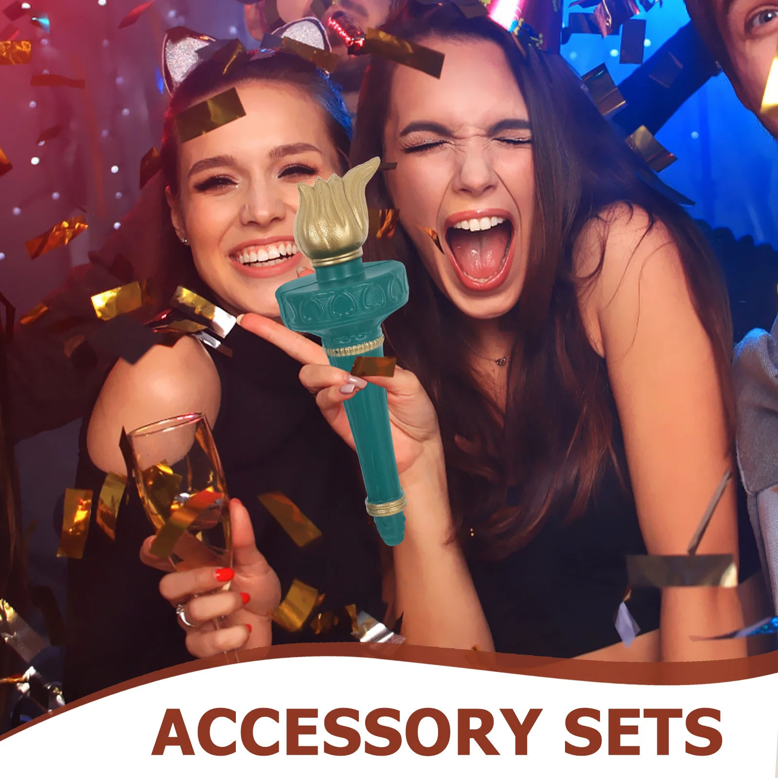 할로윈 7월 4일 파티 코스프레 장식, 사진 소품을 위한 역할극 소품 횃불 자유의 여신상 의상 액세서리