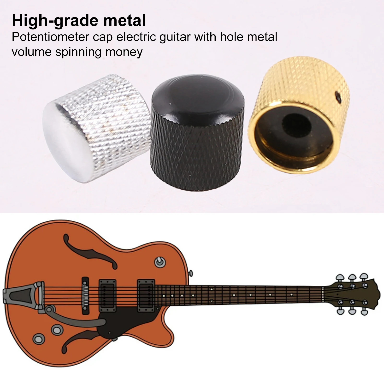 Potentiometer Knob Sturdy Control Knobs Wear-resistance Guitar Knob Metal Tone Knob Electric Guitar Volume Knob for Basses