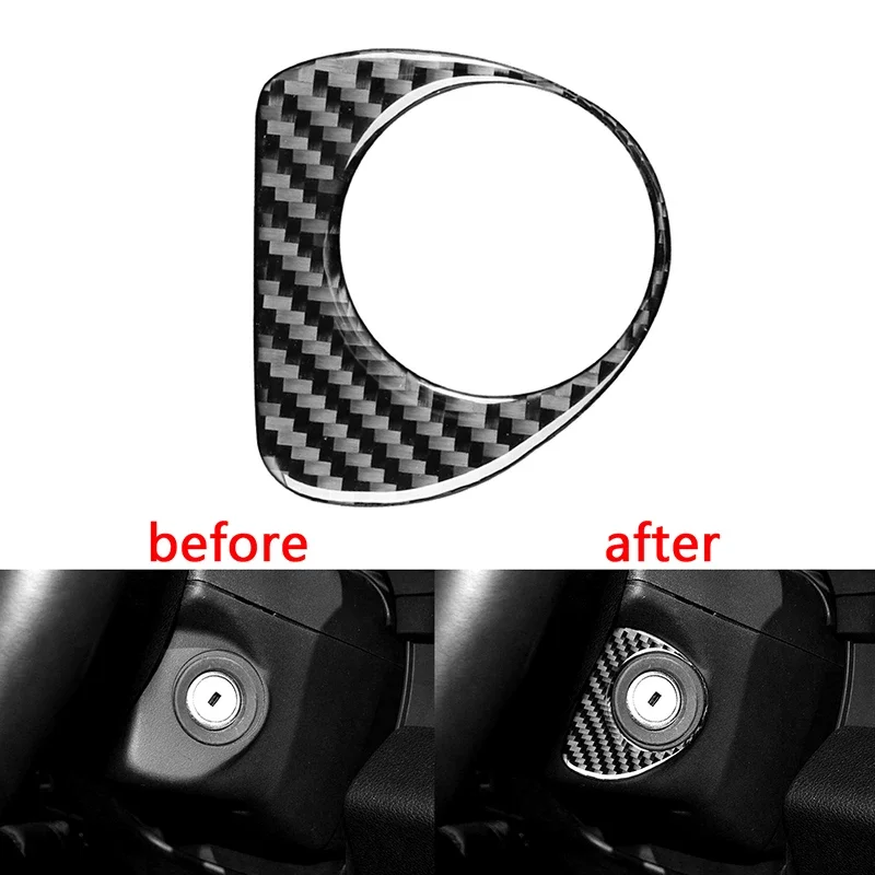 Car Engine Ignition Start Switch Lock Panel Decor Cover Frame Carbon Fiber Car Interior Accessories for Ford F150 2015-2019