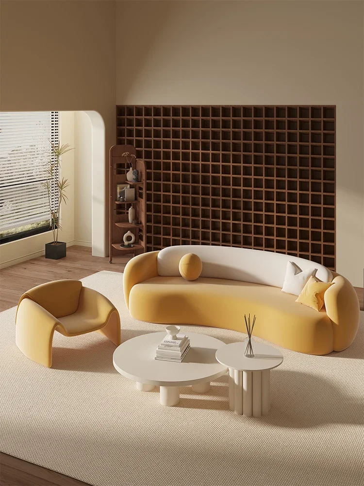 Curved special-shaped sofa simple light luxury B & B beauty salon clothing store office rest area reception