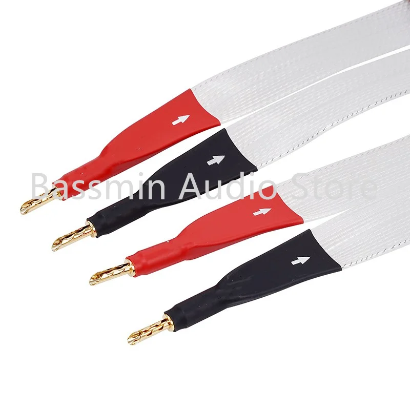 a pair Va2 hifi speaker cable 7N silver plated conductor rhodium plated banana plug