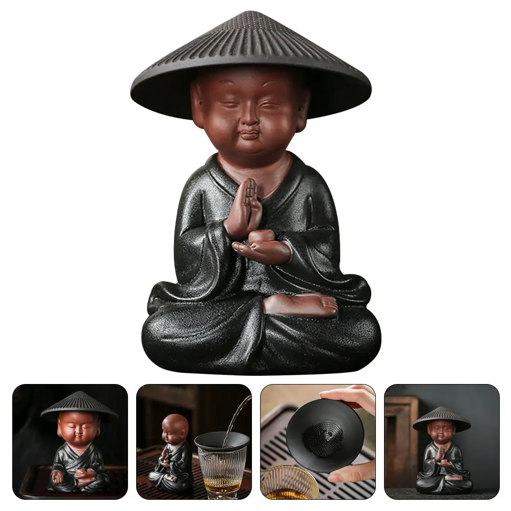 

Изысканная керамическая фигурка-декор в виде монаха для чайной церемонии, маленький декор для стола в чайной комнате, чайный заварник с глубоким смыслом