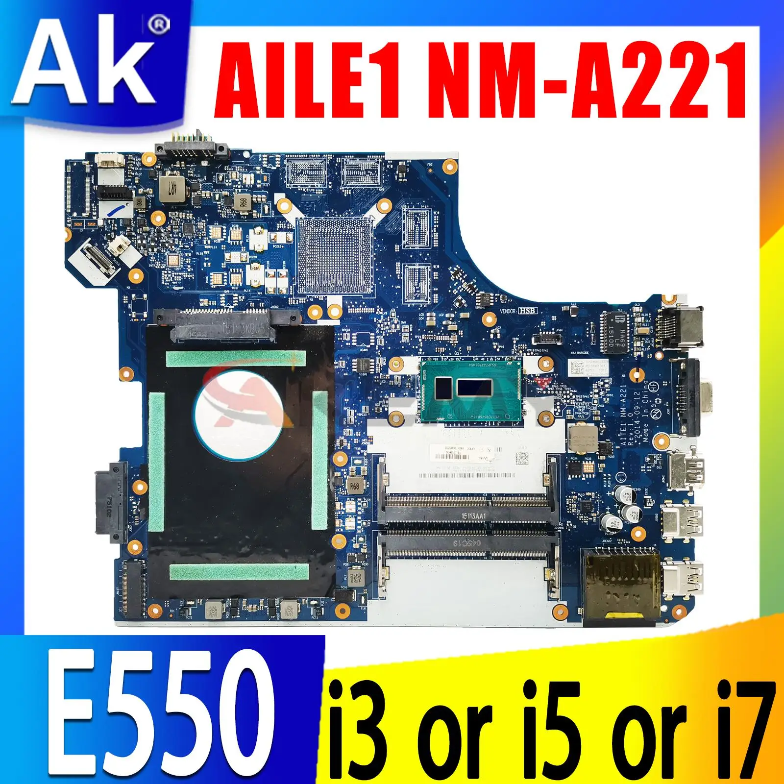 

AILE1 NM-A221 For Lenovo Thinkpad E550C E550 Laptop Motherboard With i3-5005U i5-5200U i7-5500U CPU Fru:00TH584 00HT638