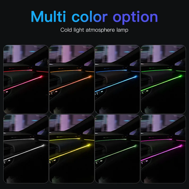 Car Interior Atmosphere Lighting LED Strip 5V DIY Flexible EL Cold Light Line Tube Wiring USB Switch Auto Decoration Ambient Red